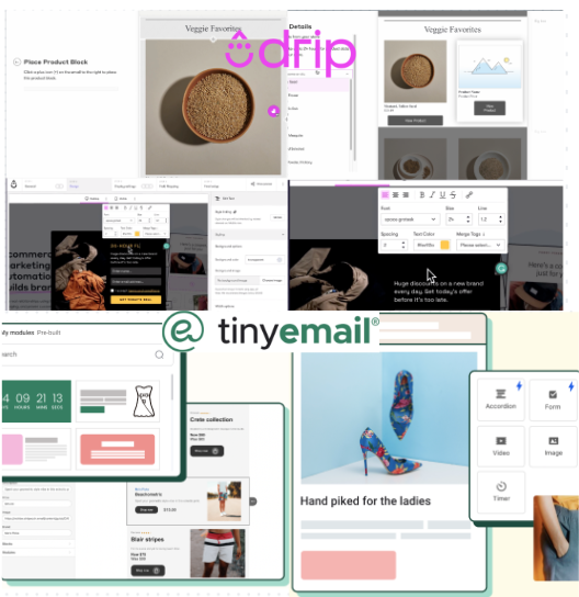 Drip vs TinyEmail: side-by-side visual comparison