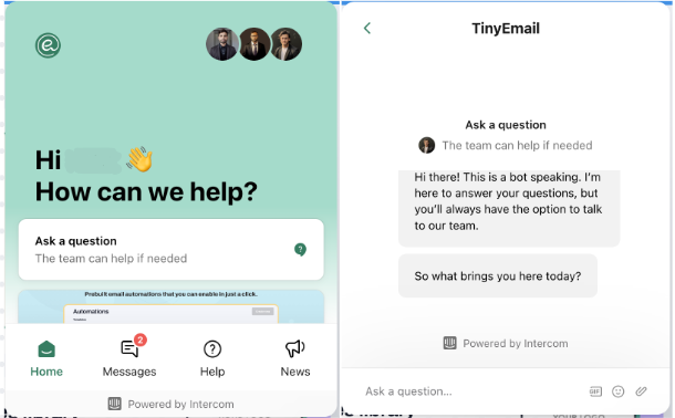 Drip vs TinyEmail: TinyEmail support