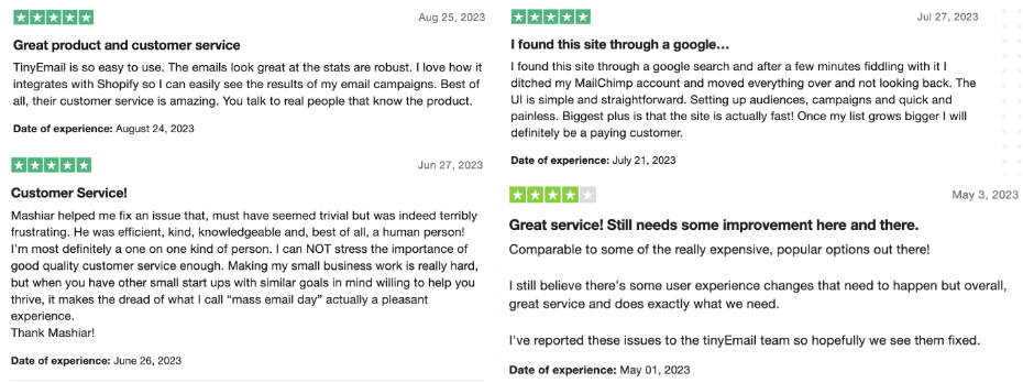 Drip vs TinyEmail: User reviews for TinyEmail