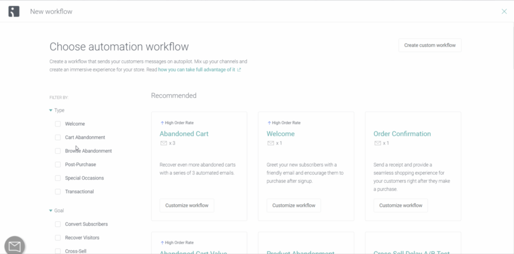 Omnisend vs TinyEmail: Omnisend automation workflow