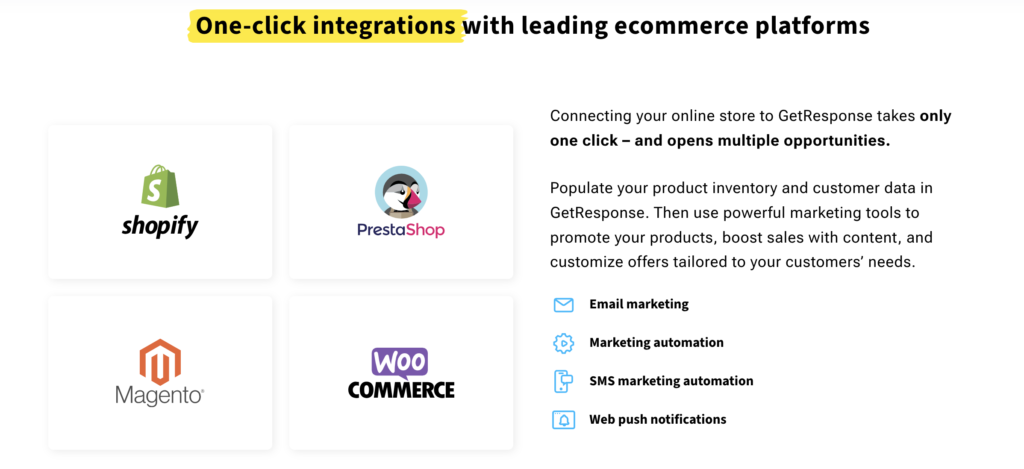 ActiveCampaign vs GetResponse: GetResponse integrations