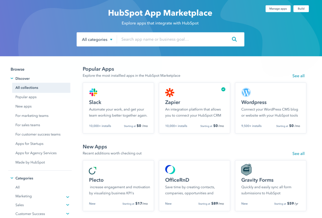 ActiveCampaign vs HubSpot: HubSpot’s App Marketplace